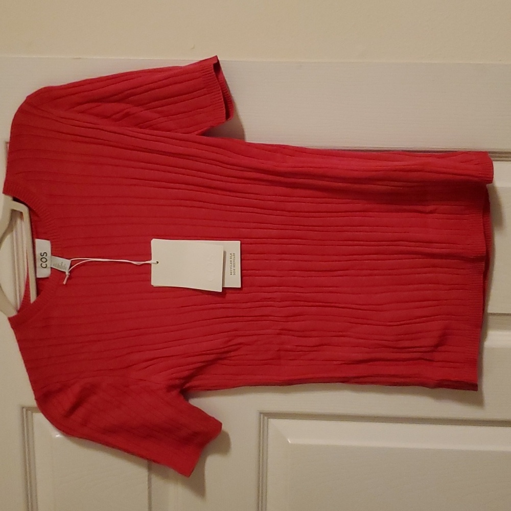 Brand new ribbed-knit silk t shirt, size S
